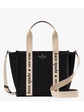 Kate Spade Kip Canvas Small Tote Crossbody Bag Black